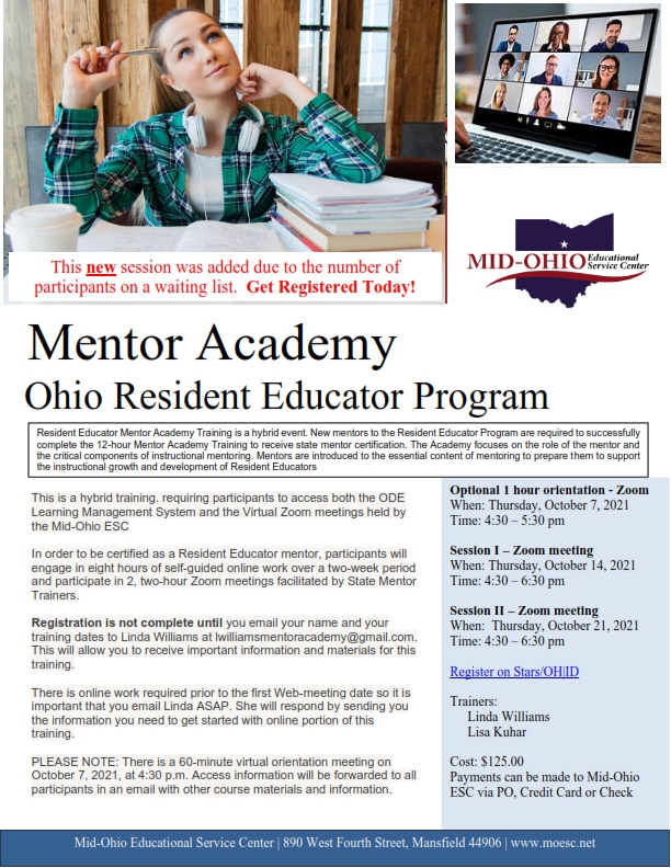 Afgang til vedlægge ru Mid-Ohio Educational Service Center - Mentor Academy Ohio Resident Educator  Program